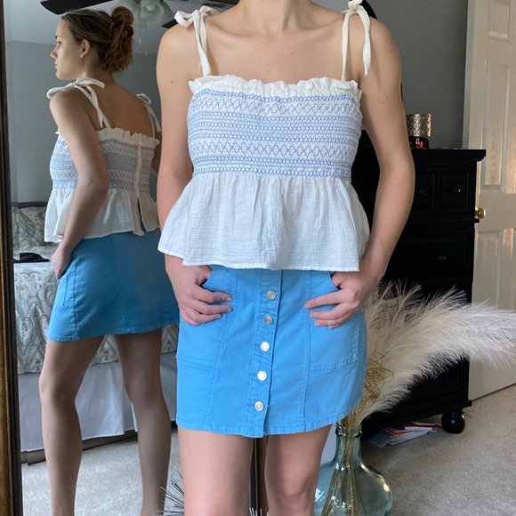 Free People Smocked and Gathered Top with Straps - Picture 4 of 11